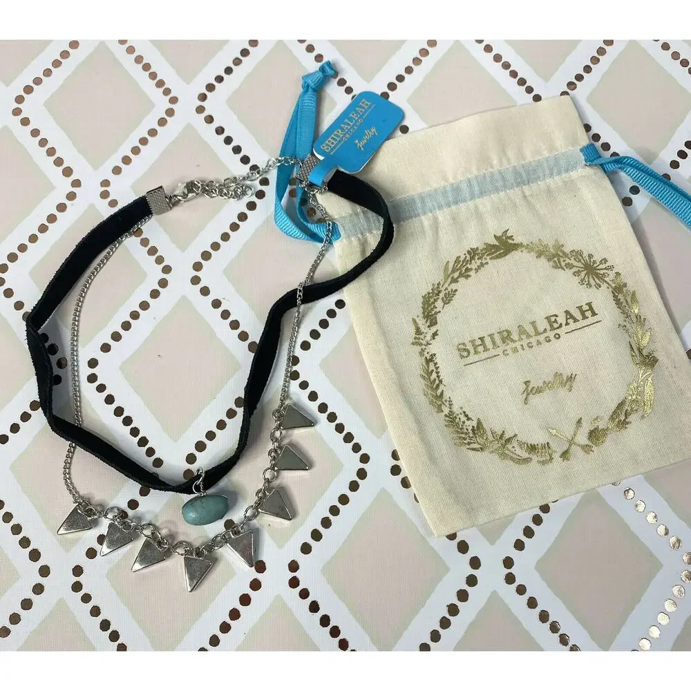 SHIRALEAH New Black Velvet Sylvana Choker Necklace Anthropologie NWT